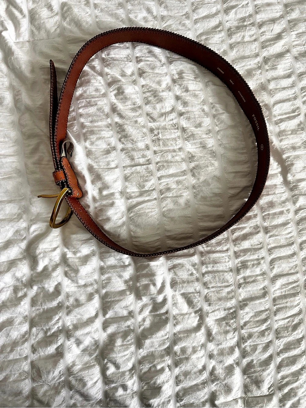 Fossil Brown Leather-Look Belt Size Medium